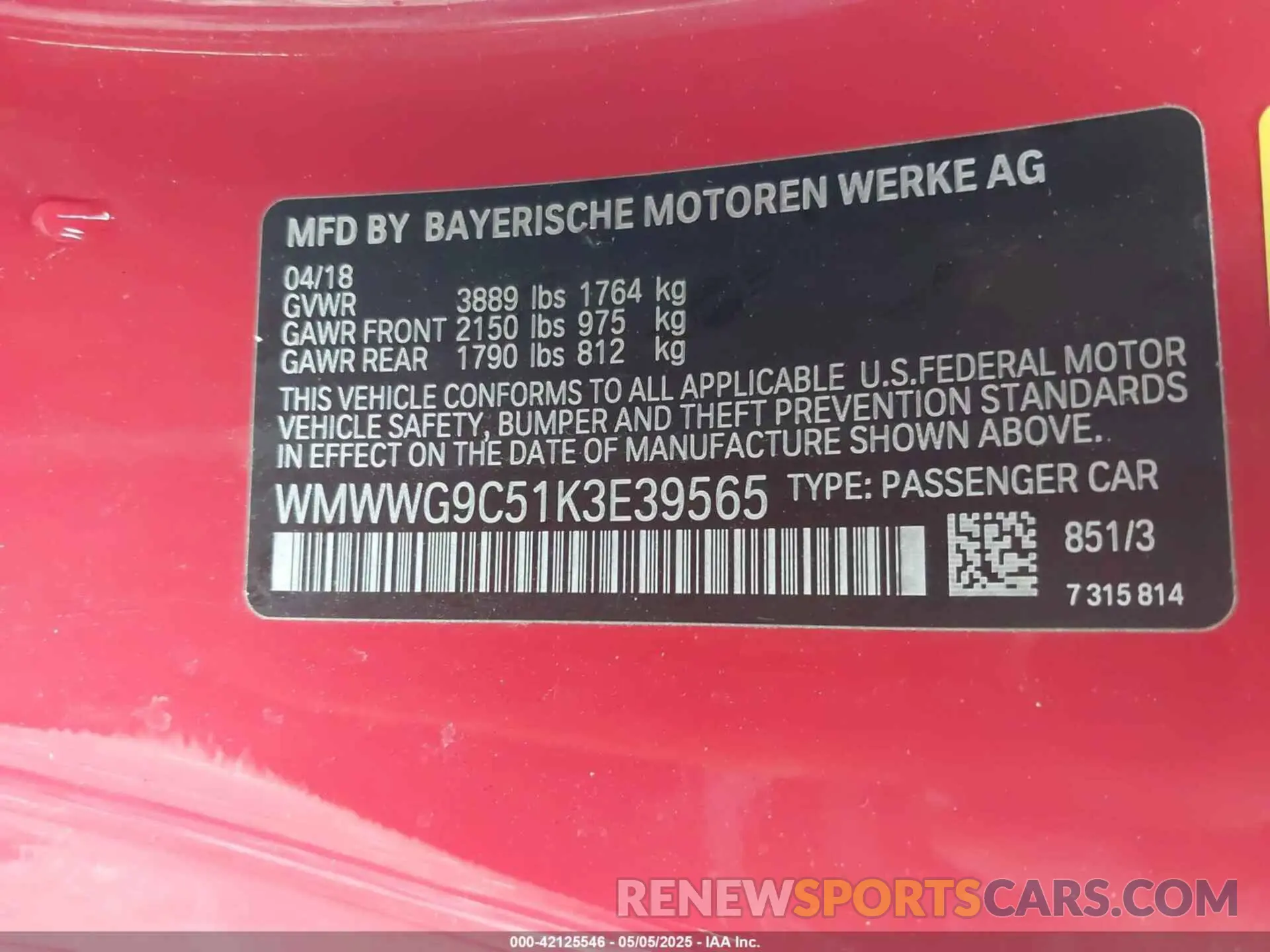 9 Photograph of a damaged car WMWWG9C51K3E39565 MINI CONVERTIBLE 2019