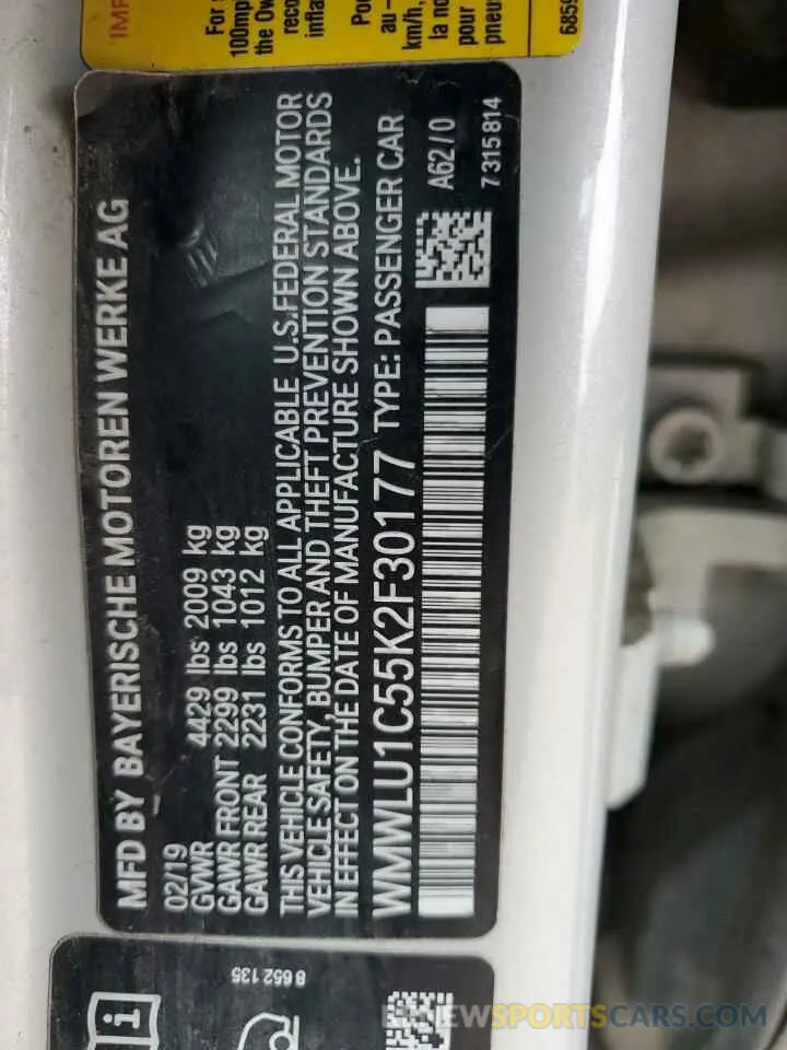 12 Photograph of a damaged car WMWLU1C55K2F30177 MINI COOPER 2019