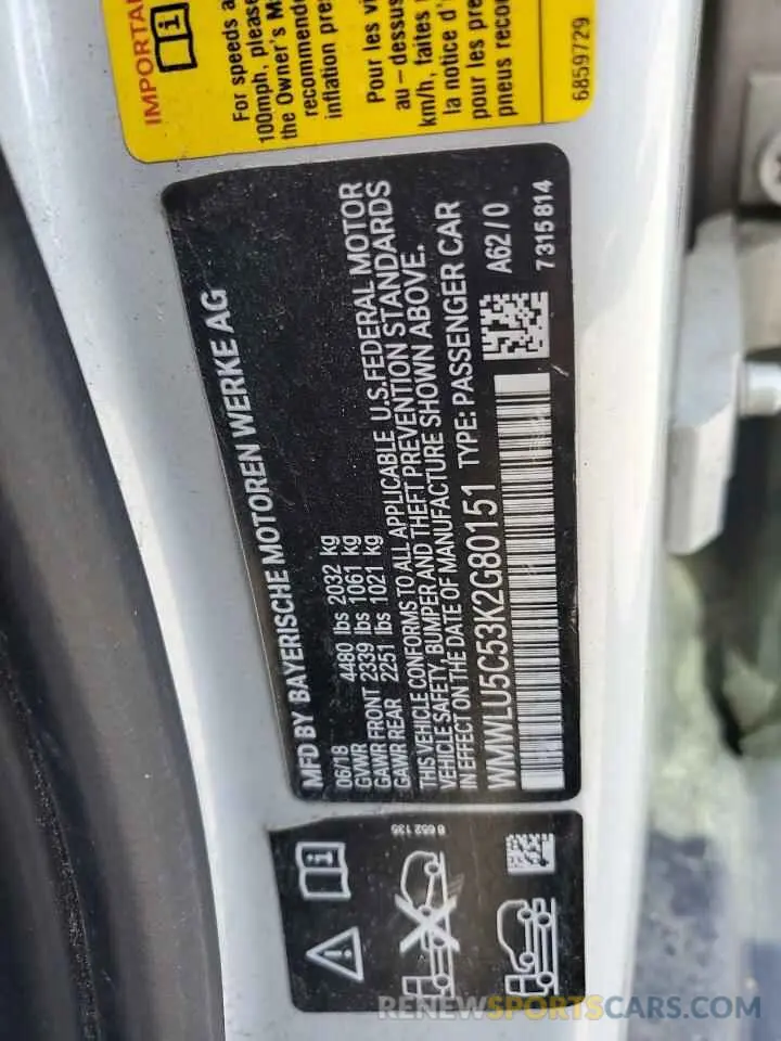 12 Photograph of a damaged car WMWLU5C53K2G80151 MINI COOPER 2019