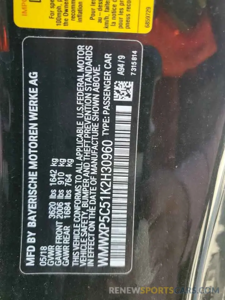 13 Photograph of a damaged car WMWXP5C51K2H30960 MINI COOPER 2019