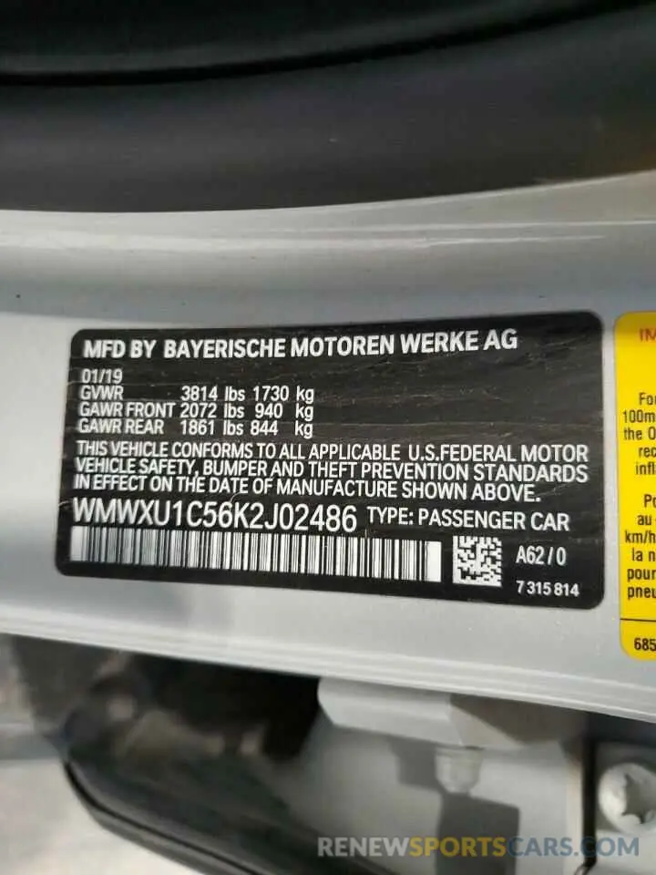 12 Photograph of a damaged car WMWXU1C56K2J02486 MINI COOPER 2019