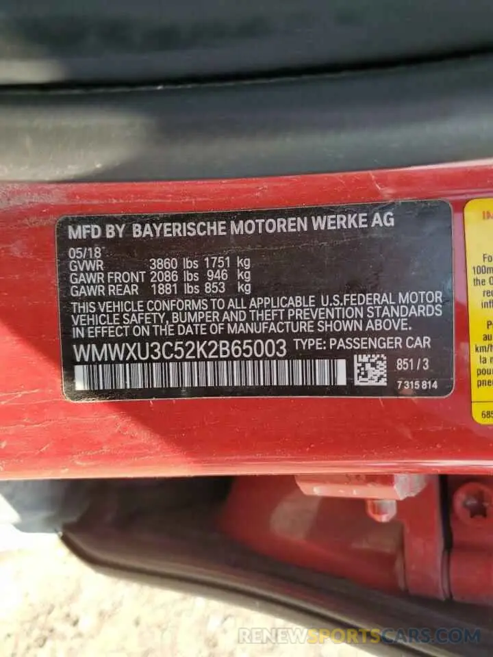12 Photograph of a damaged car WMWXU3C52K2B65003 MINI COOPER 2019