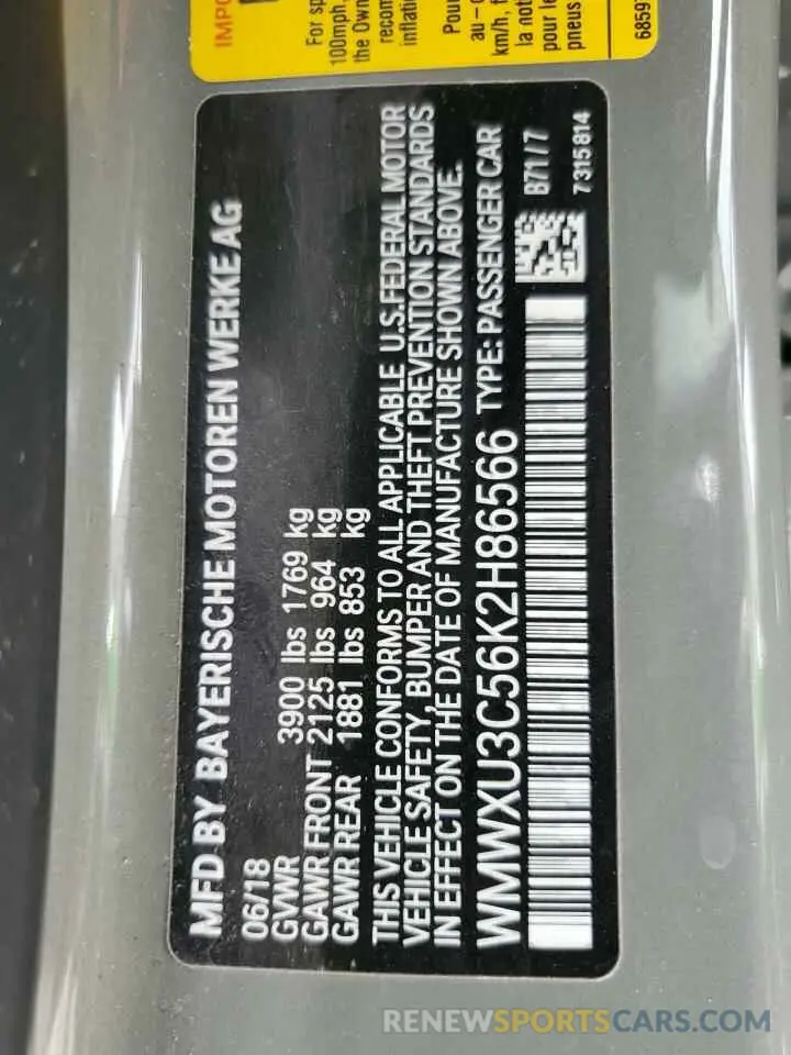14 Photograph of a damaged car WMWXU3C56K2H86566 MINI COOPER 2019