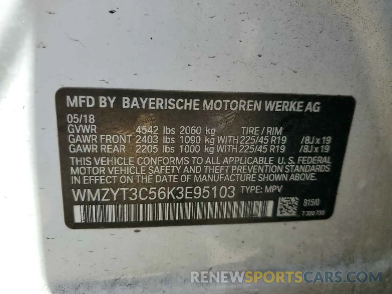 13 Photograph of a damaged car WMZYT3C56K3E95103 MINI COOPER 2019