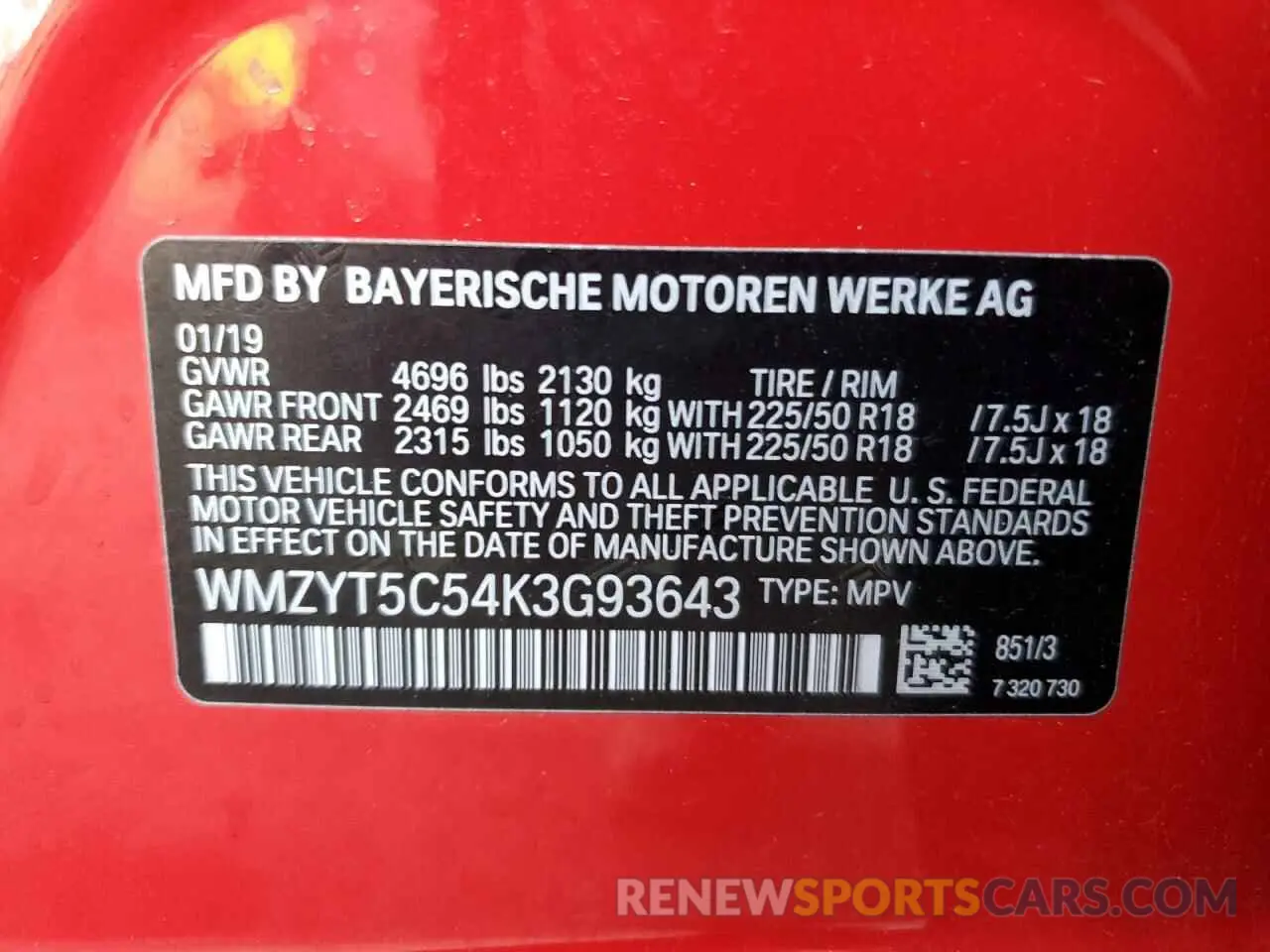 12 Photograph of a damaged car WMZYT5C54K3G93643 MINI COOPER 2019