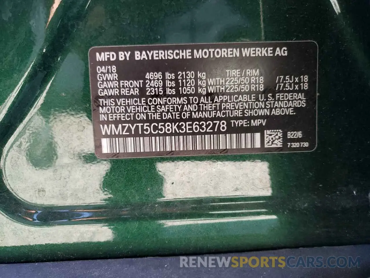 13 Photograph of a damaged car WMZYT5C58K3E63278 MINI COOPER 2019