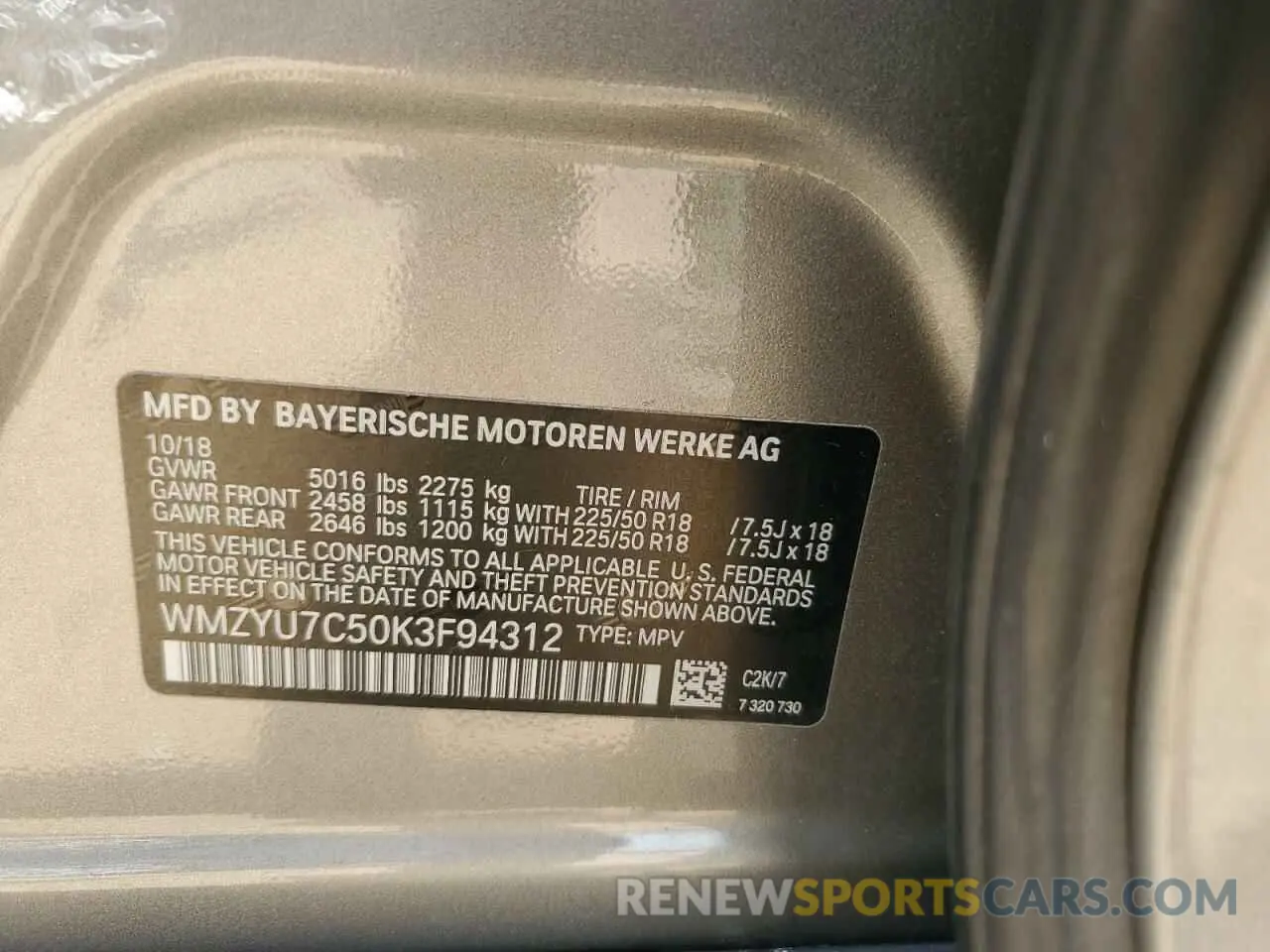 12 Photograph of a damaged car WMZYU7C50K3F94312 MINI COOPER 2019