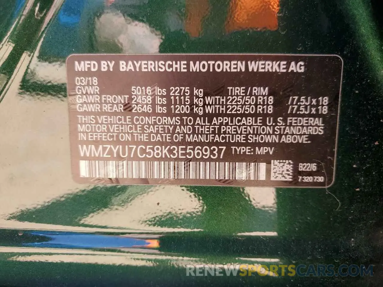 12 Photograph of a damaged car WMZYU7C58K3E56937 MINI COOPER 2019
