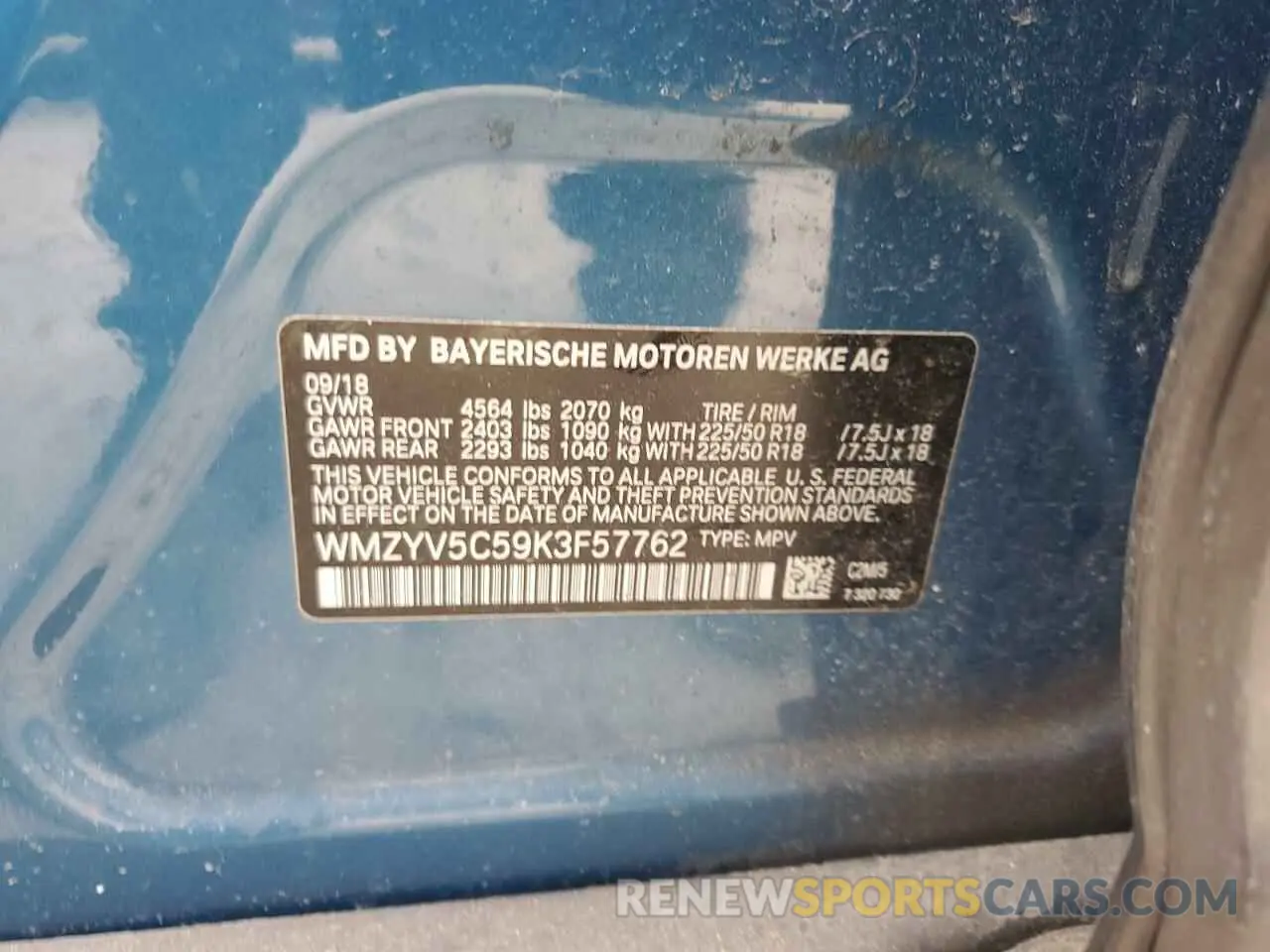 13 Photograph of a damaged car WMZYV5C59K3F57762 MINI COOPER 2019