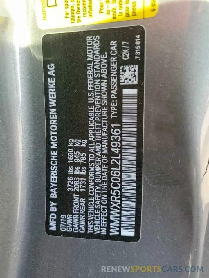 15 Photograph of a damaged car WMWXR5C06L2L49361 MINI COOPER 2020