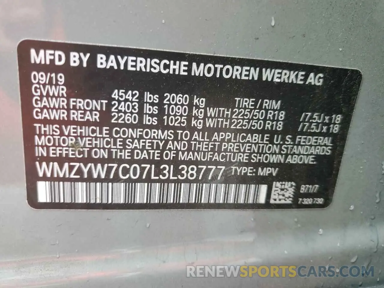 13 Photograph of a damaged car WMZYW7C07L3L38777 MINI COOPER 2020