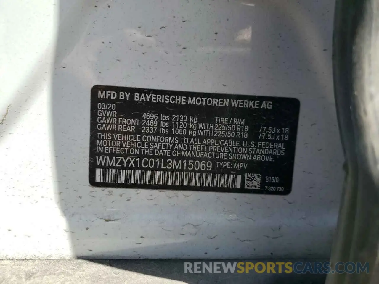 13 Photograph of a damaged car WMZYX1C01L3M15069 MINI COOPER 2020