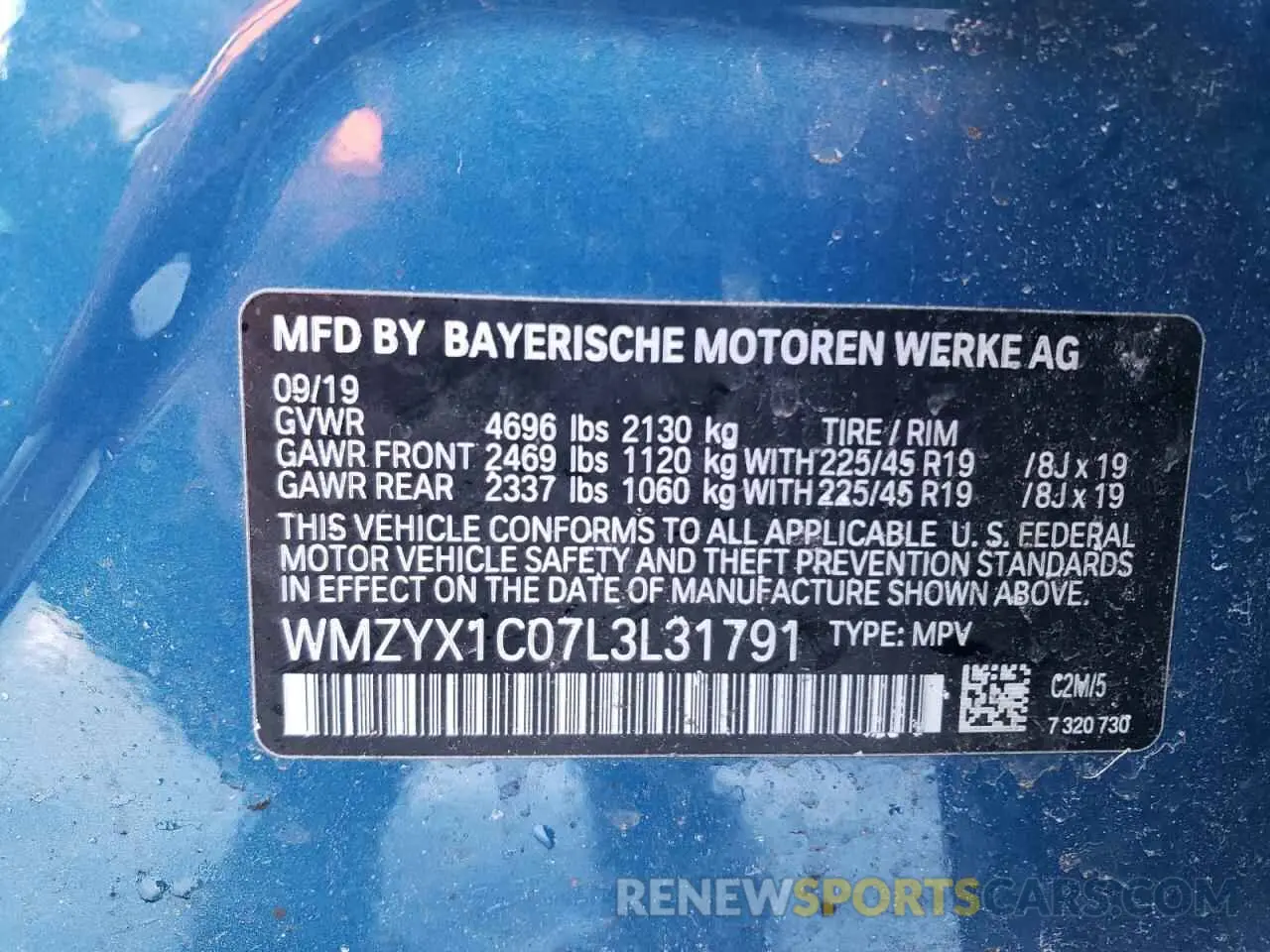 12 Photograph of a damaged car WMZYX1C07L3L31791 MINI COOPER 2020