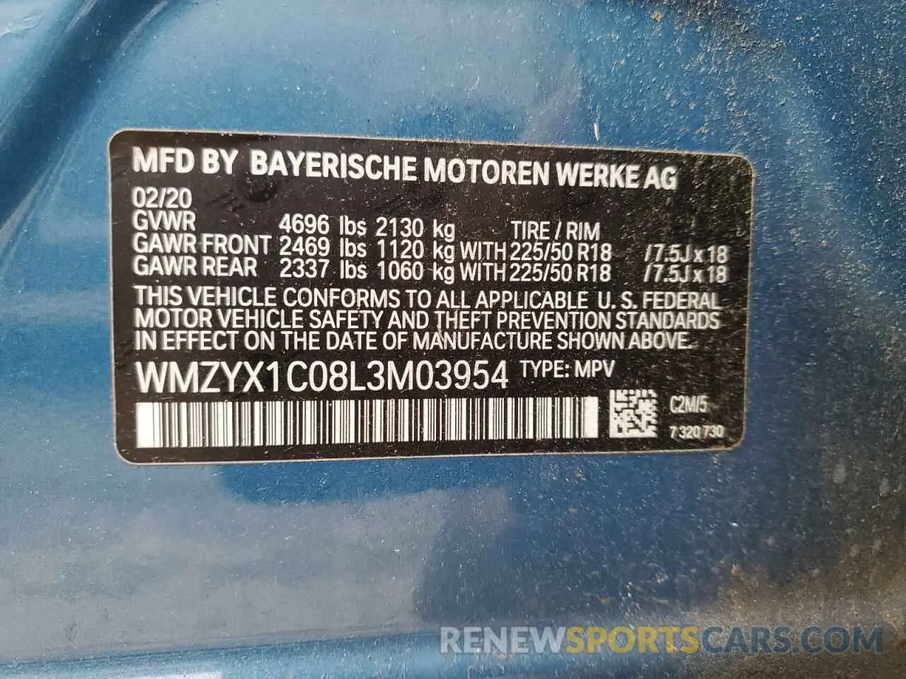 12 Photograph of a damaged car WMZYX1C08L3M03954 MINI COOPER 2020