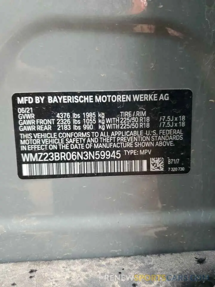 13 Photograph of a damaged car WMZ23BR06N3N59945 MINI COOPER 2022