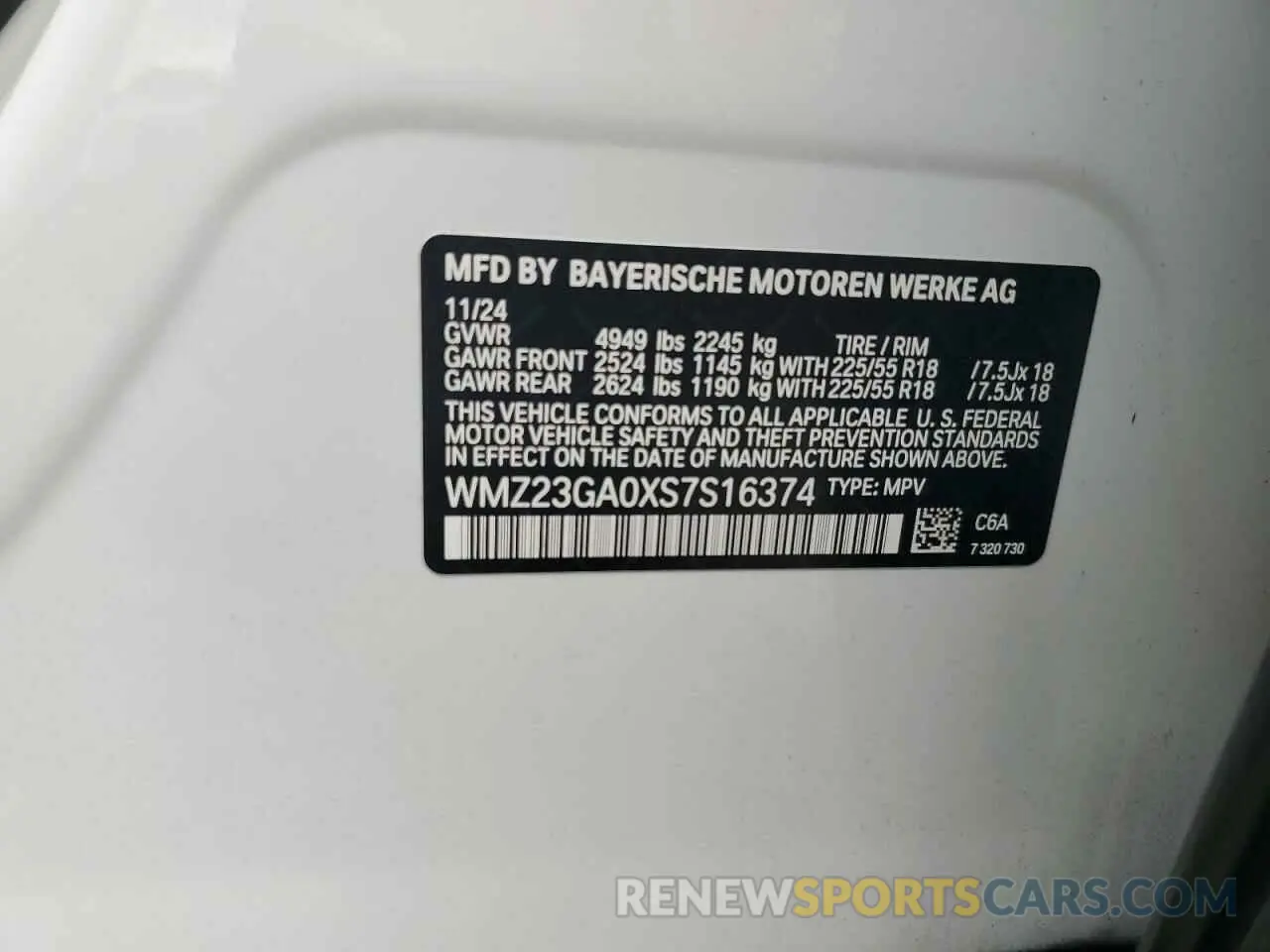 12 Photograph of a damaged car WMZ23GA0XS7S16374 MINI COOPER 2025