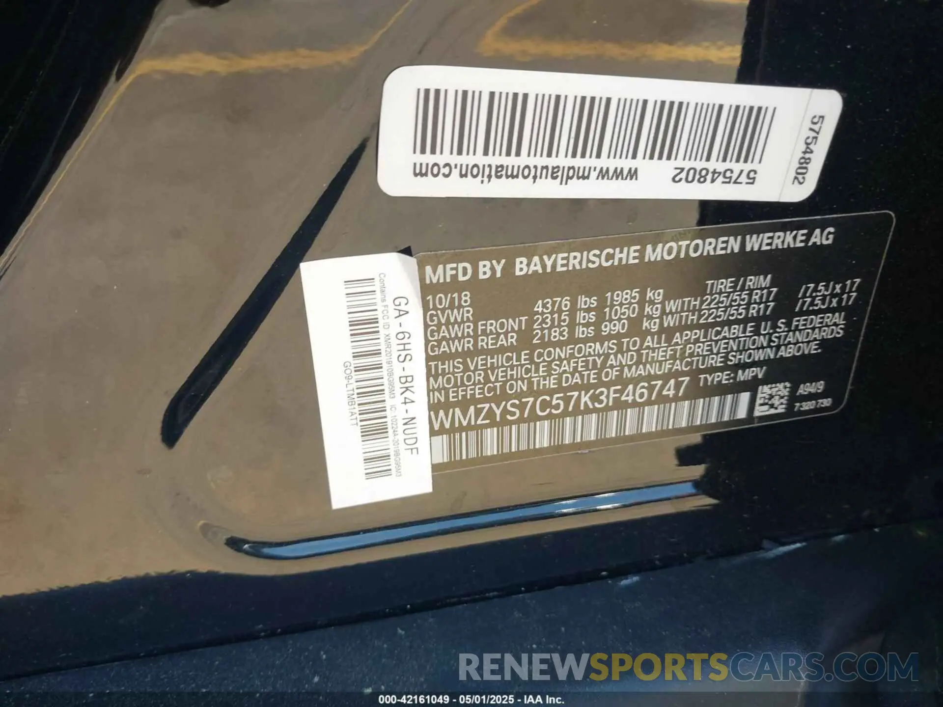 9 Photograph of a damaged car WMZYS7C57K3F46747 MINI COUNTRYMAN 2019