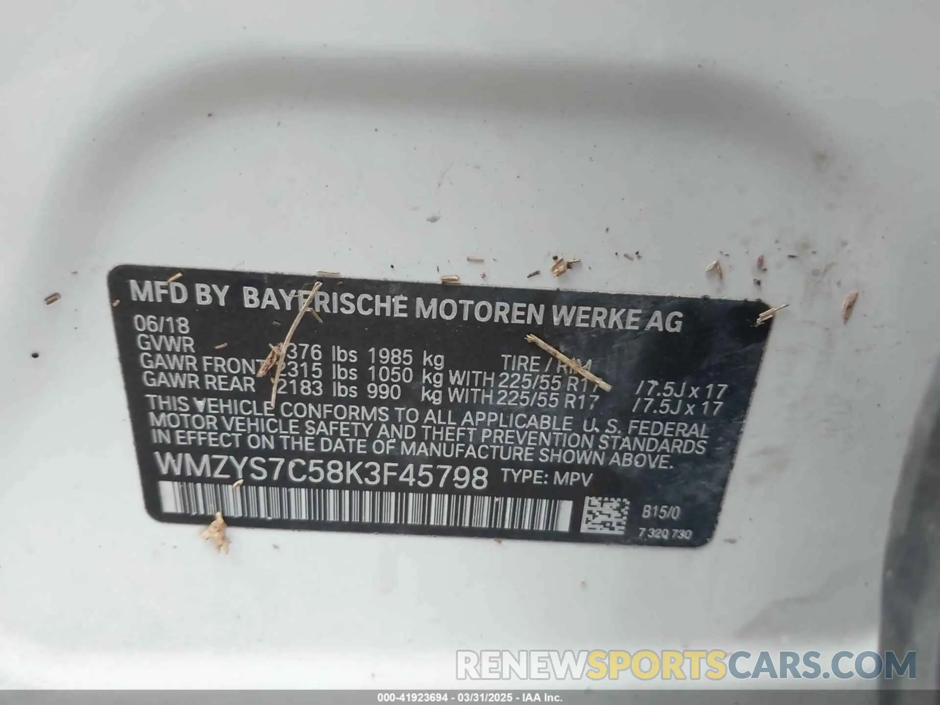 9 Photograph of a damaged car WMZYS7C58K3F45798 MINI COUNTRYMAN 2019