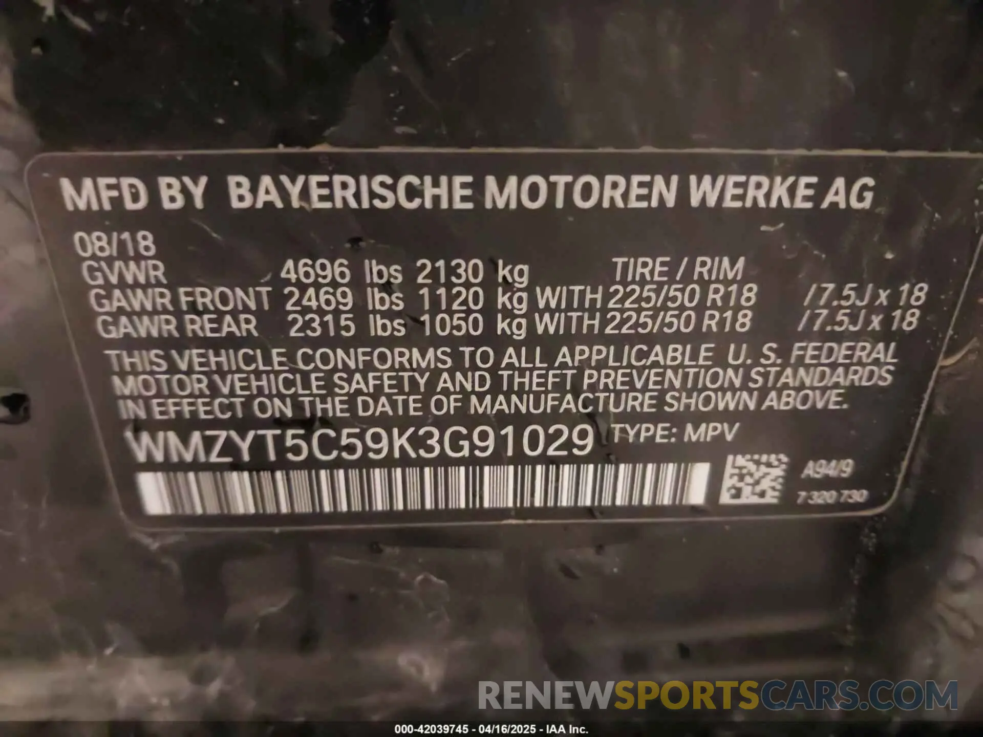 9 Photograph of a damaged car WMZYT5C59K3G91029 MINI COUNTRYMAN 2019