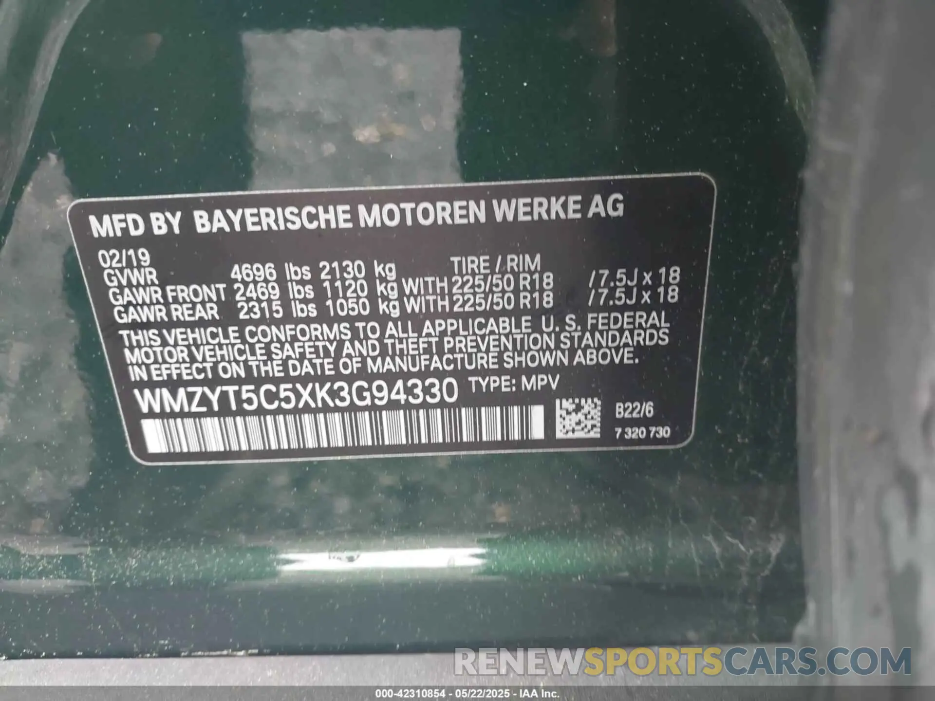 9 Photograph of a damaged car WMZYT5C5XK3G94330 MINI COUNTRYMAN 2019