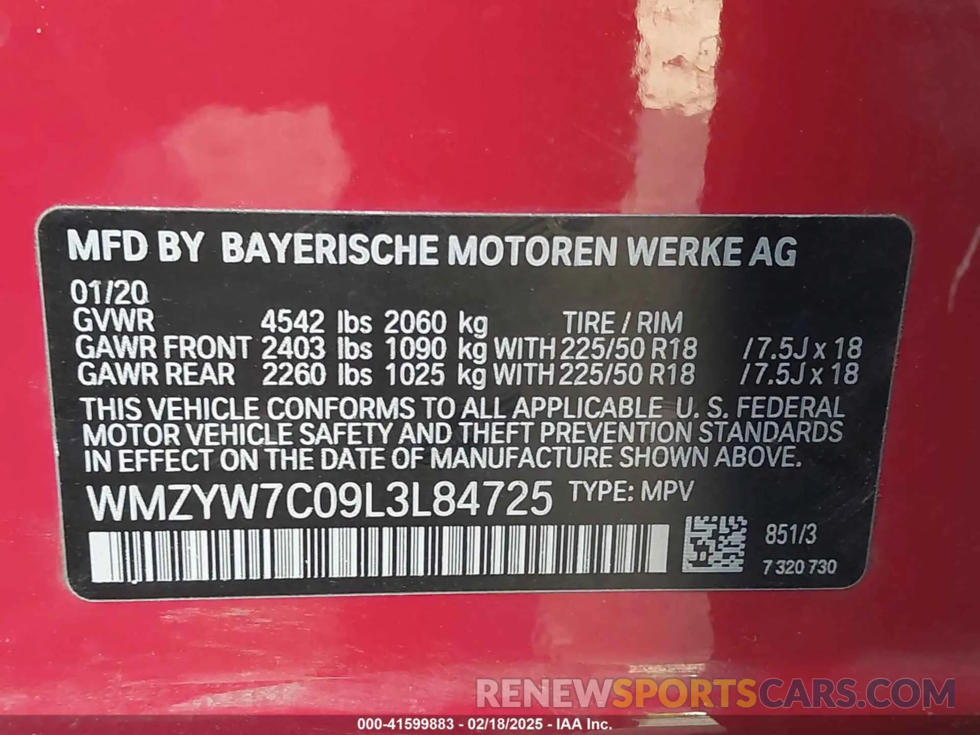 9 Photograph of a damaged car WMZYW7C09L3L84725 MINI COUNTRYMAN 2020