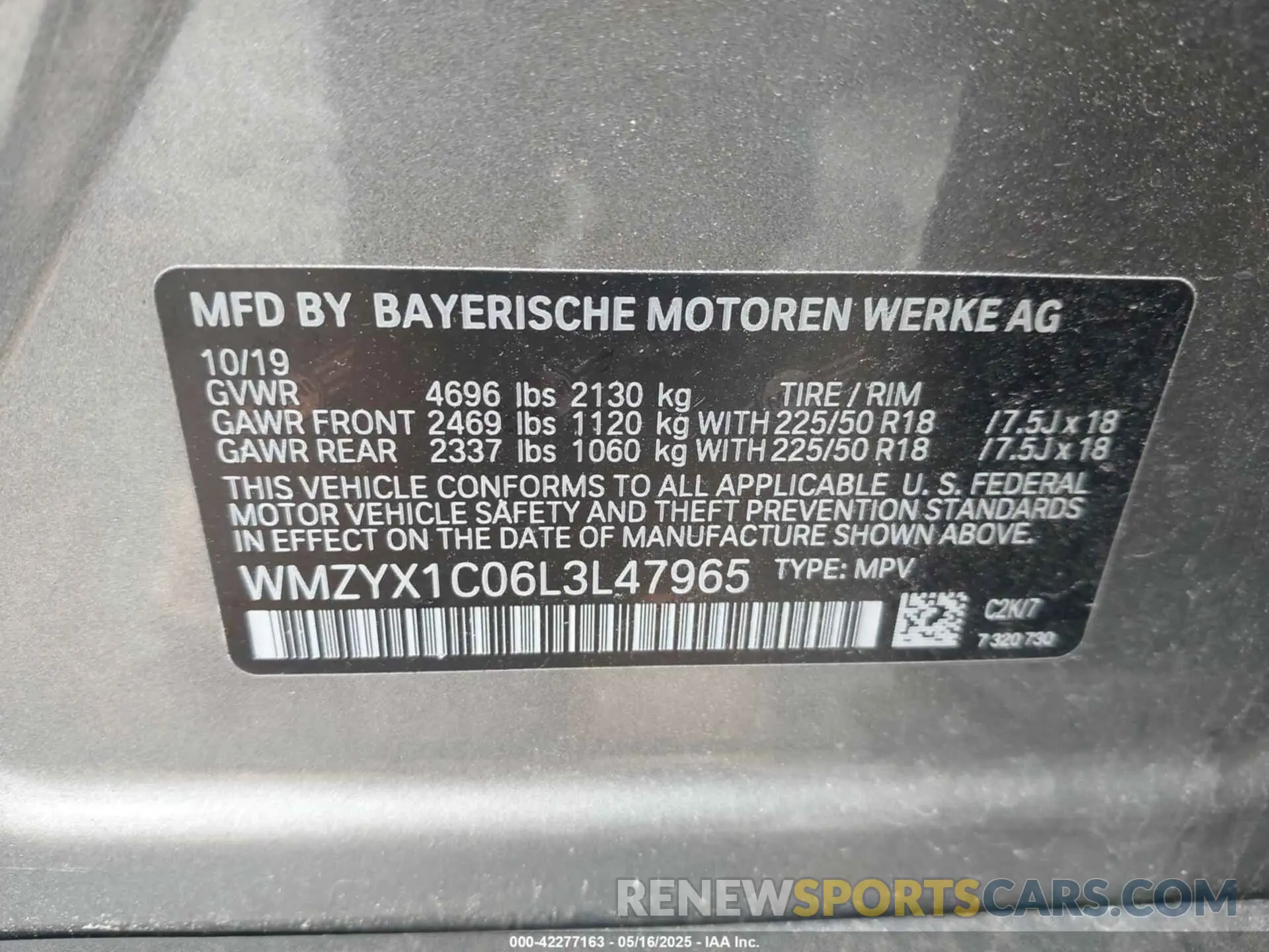 9 Photograph of a damaged car WMZYX1C06L3L47965 MINI COUNTRYMAN 2020