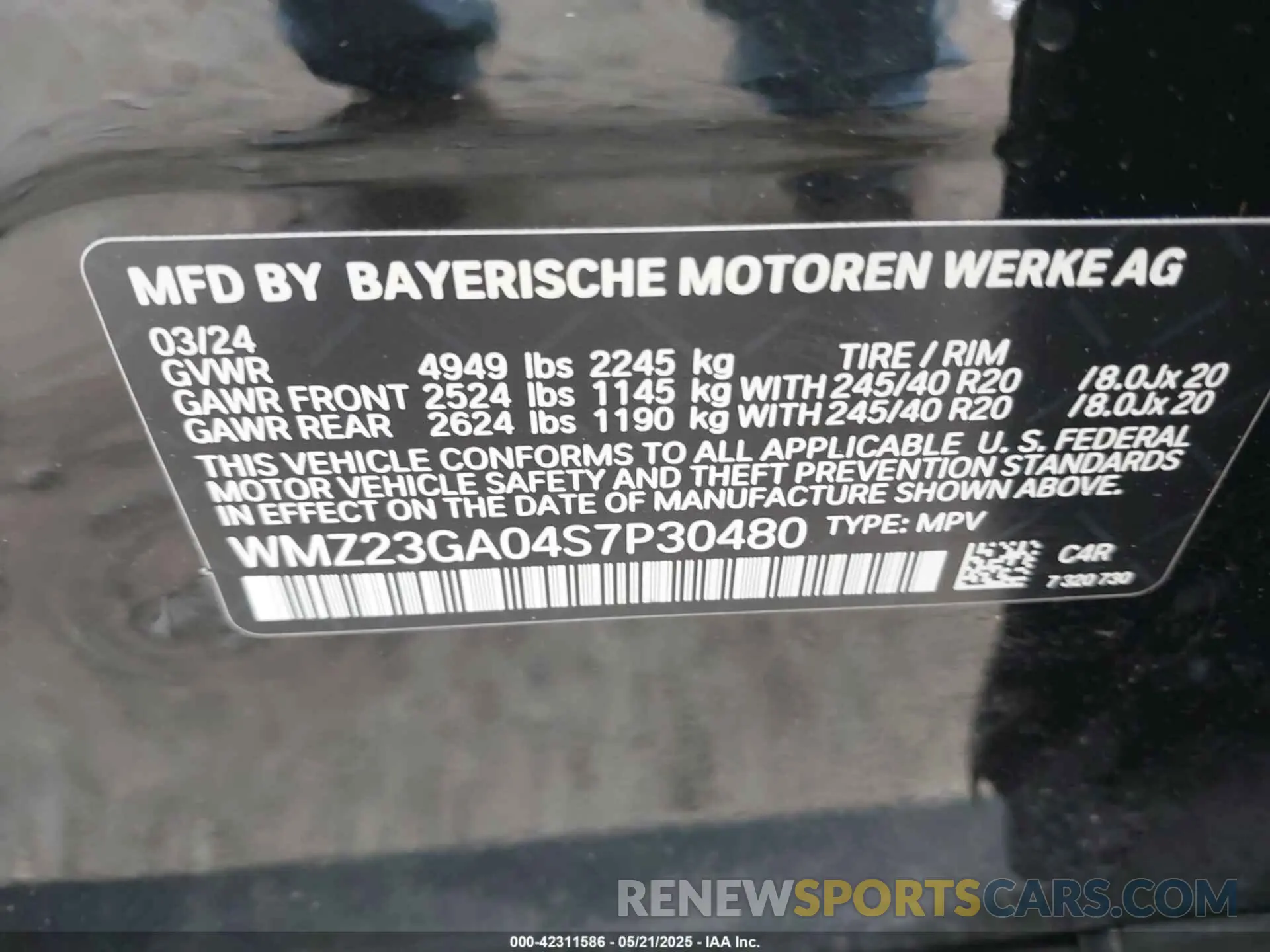 9 Photograph of a damaged car WMZ23GA04S7P30480 MINI COUNTRYMAN 2025