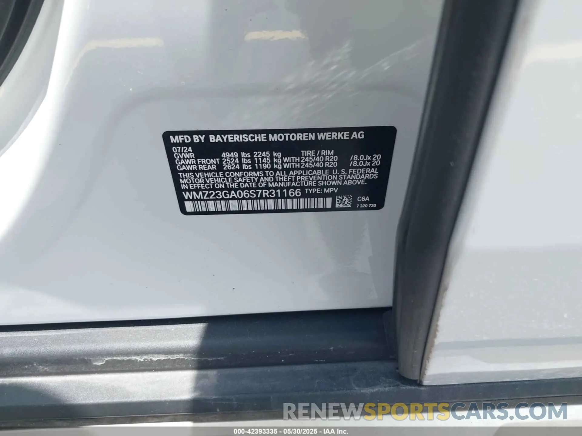 9 Photograph of a damaged car WMZ23GA06S7R31166 MINI COUNTRYMAN 2025