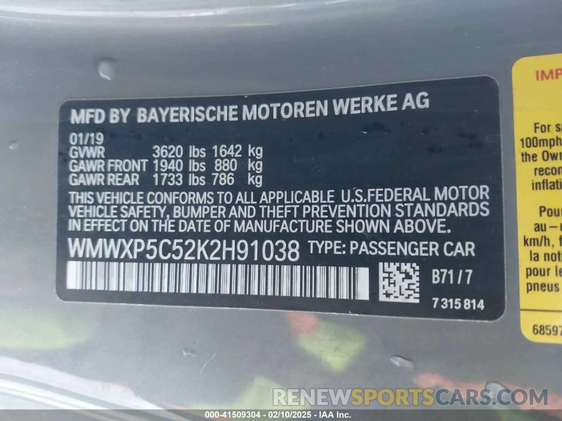 9 Photograph of a damaged car WMWXP5C52K2H91038 MINI HARDTOP 2019