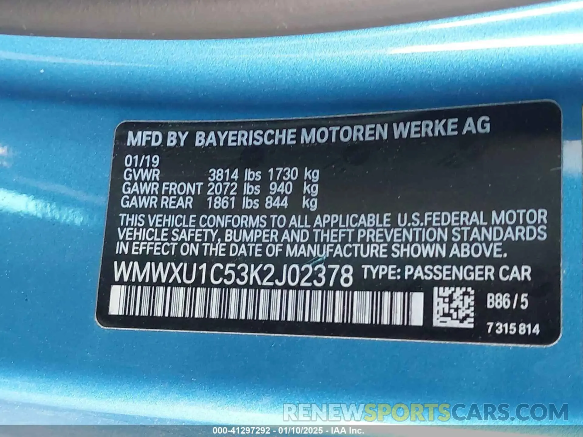9 Photograph of a damaged car WMWXU1C53K2J02378 MINI HARDTOP 2019
