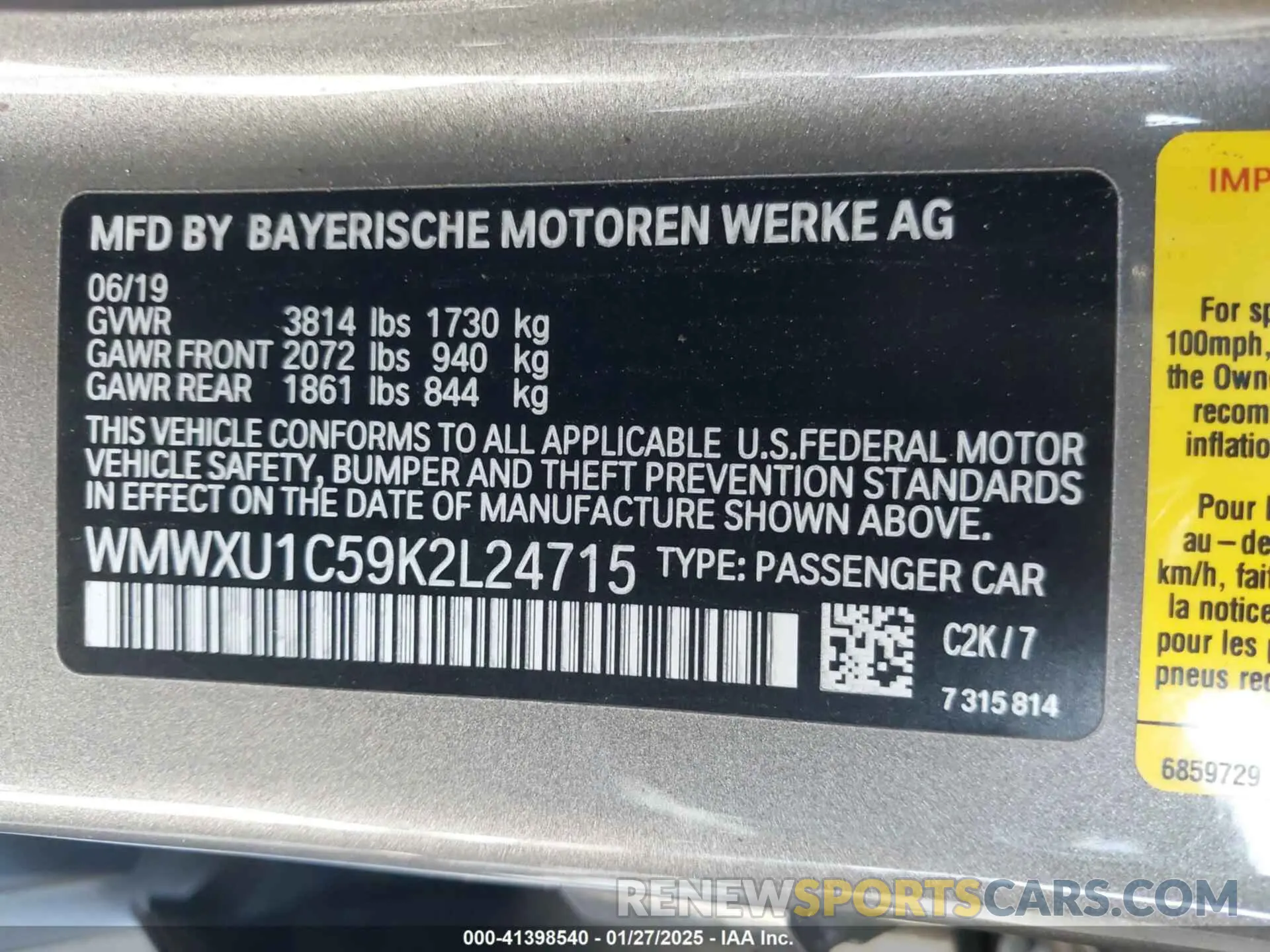 9 Photograph of a damaged car WMWXU1C59K2L24715 MINI HARDTOP 2019