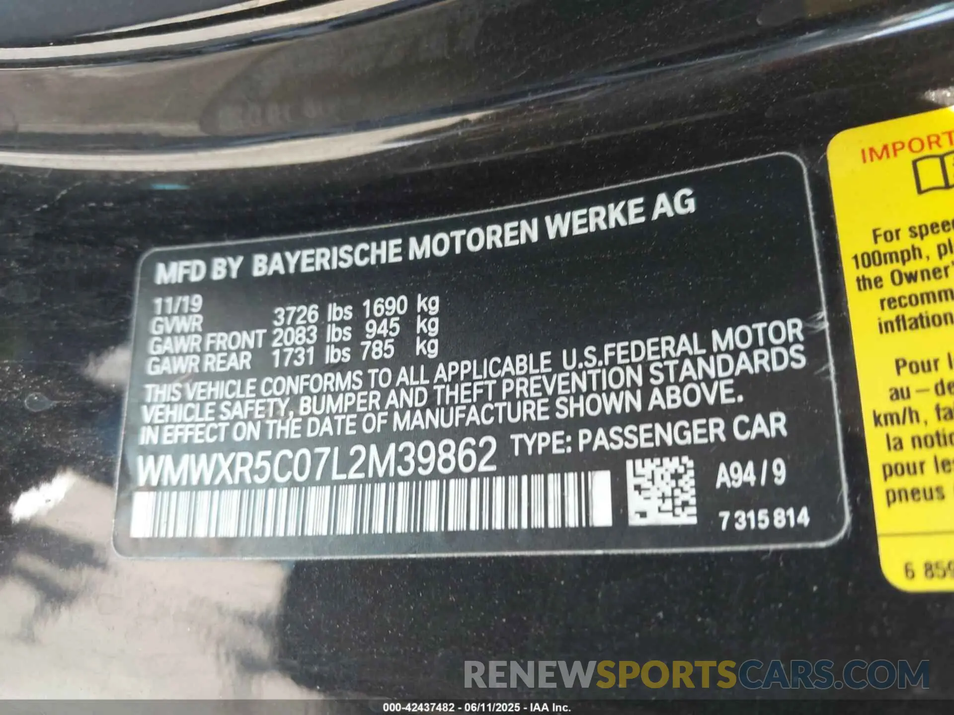 9 Photograph of a damaged car WMWXR5C07L2M39862 MINI HARDTOP 2020