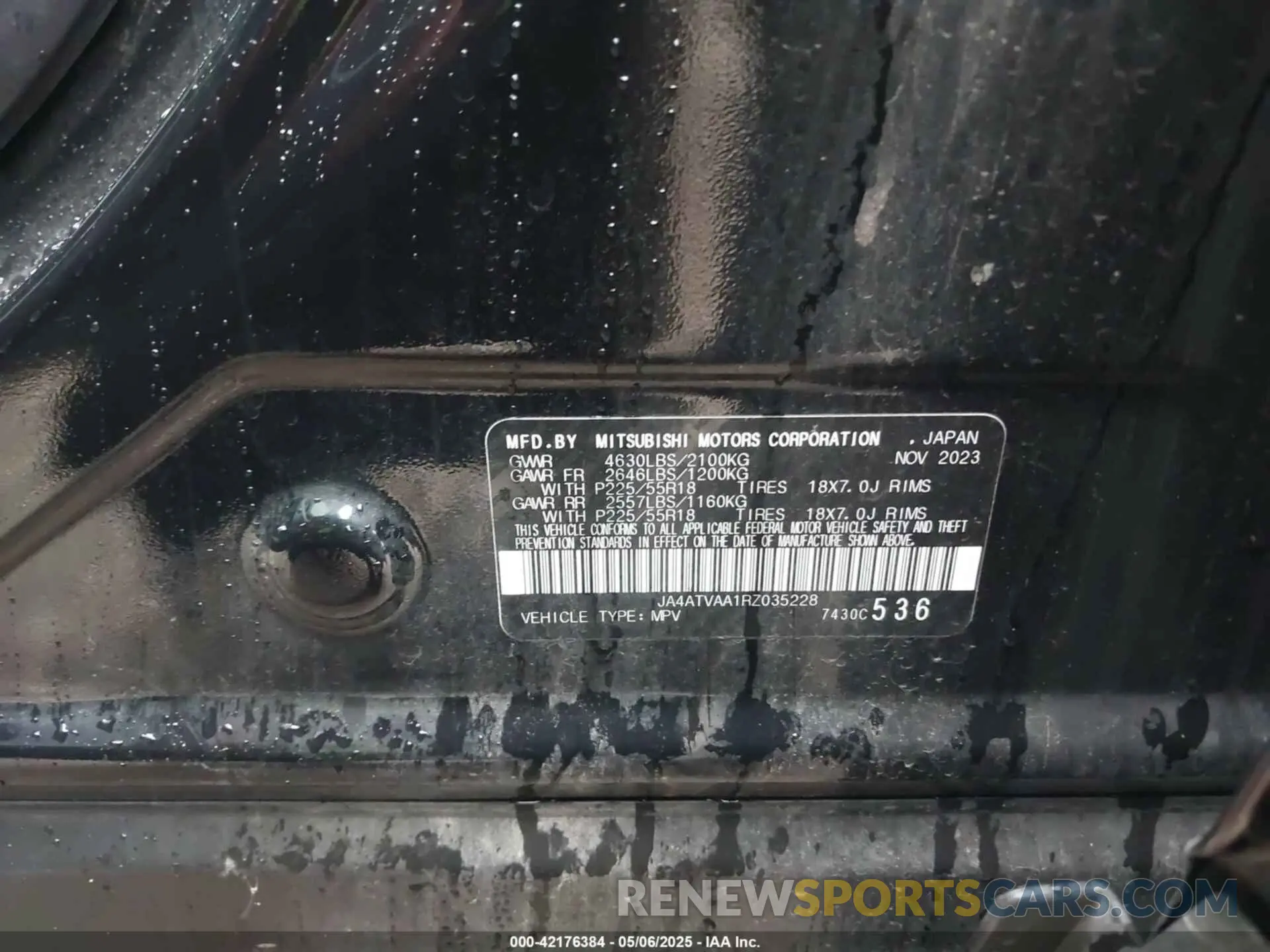 9 Photograph of a damaged car JA4ATVAA1RZ035228 MITSUBISHI ECLIPSE CROSS 2024
