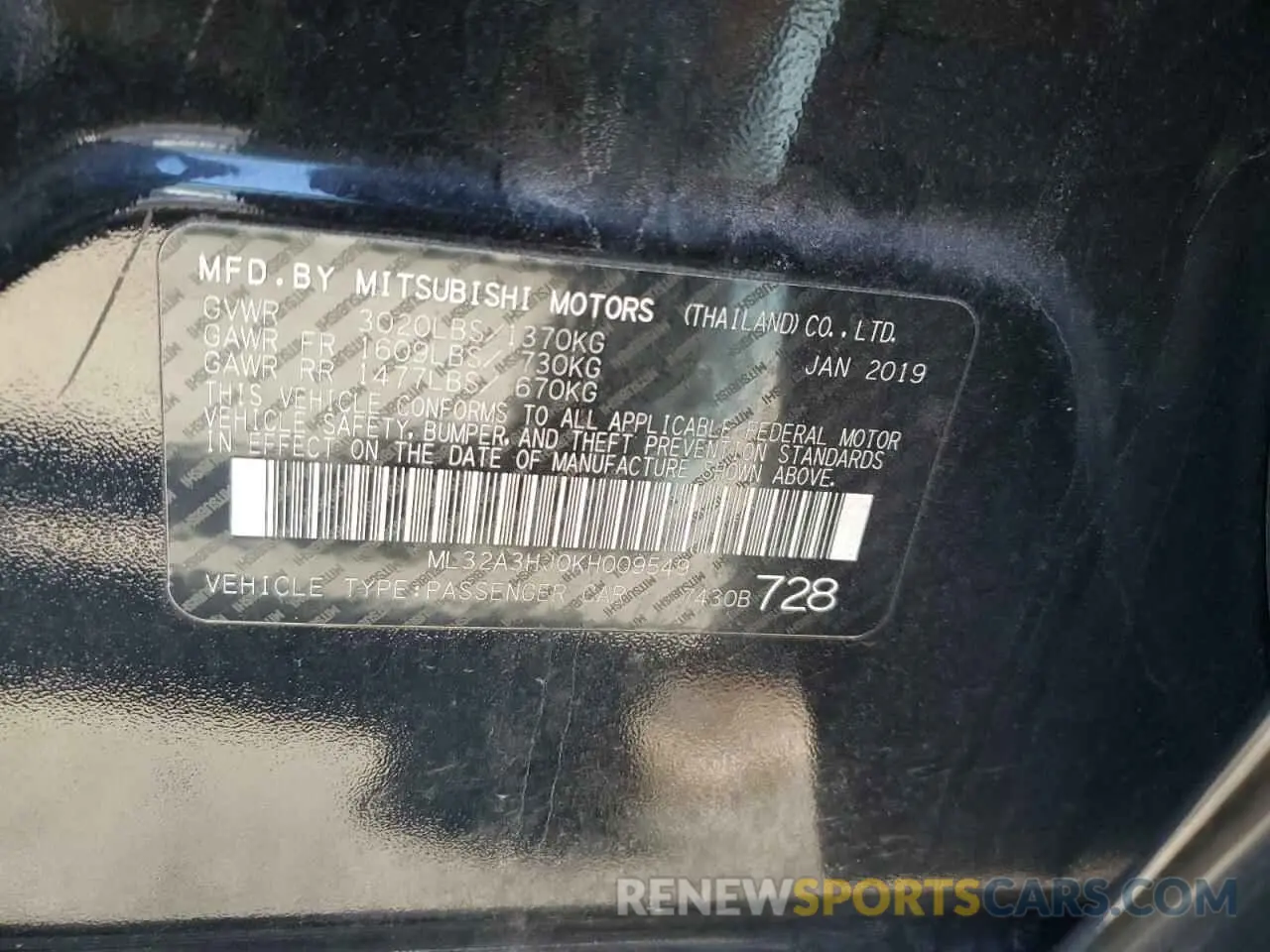 12 Photograph of a damaged car ML32A3HJ0KH009549 MITSUBISHI MIRAGE 2019