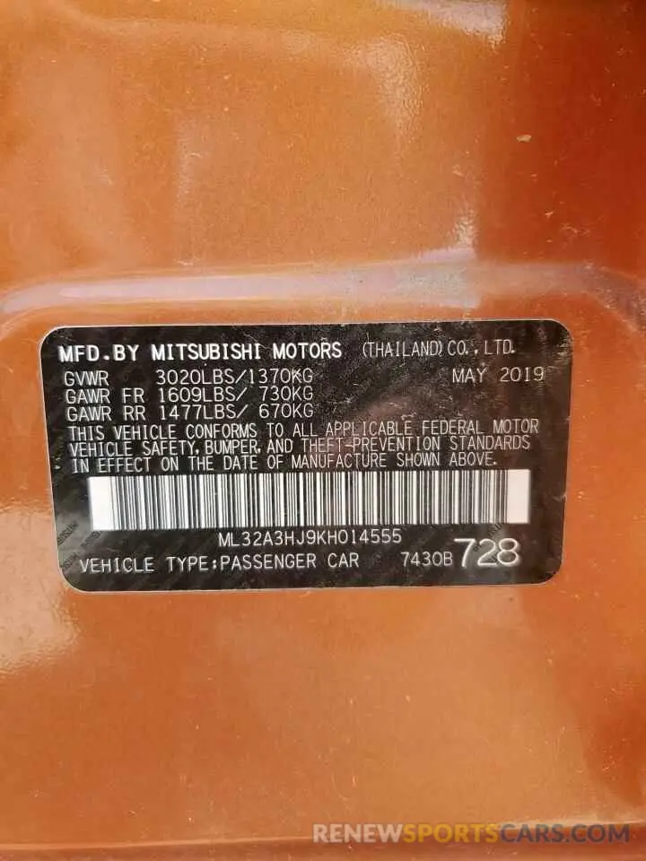 12 Photograph of a damaged car ML32A3HJ9KH014555 MITSUBISHI MIRAGE 2019