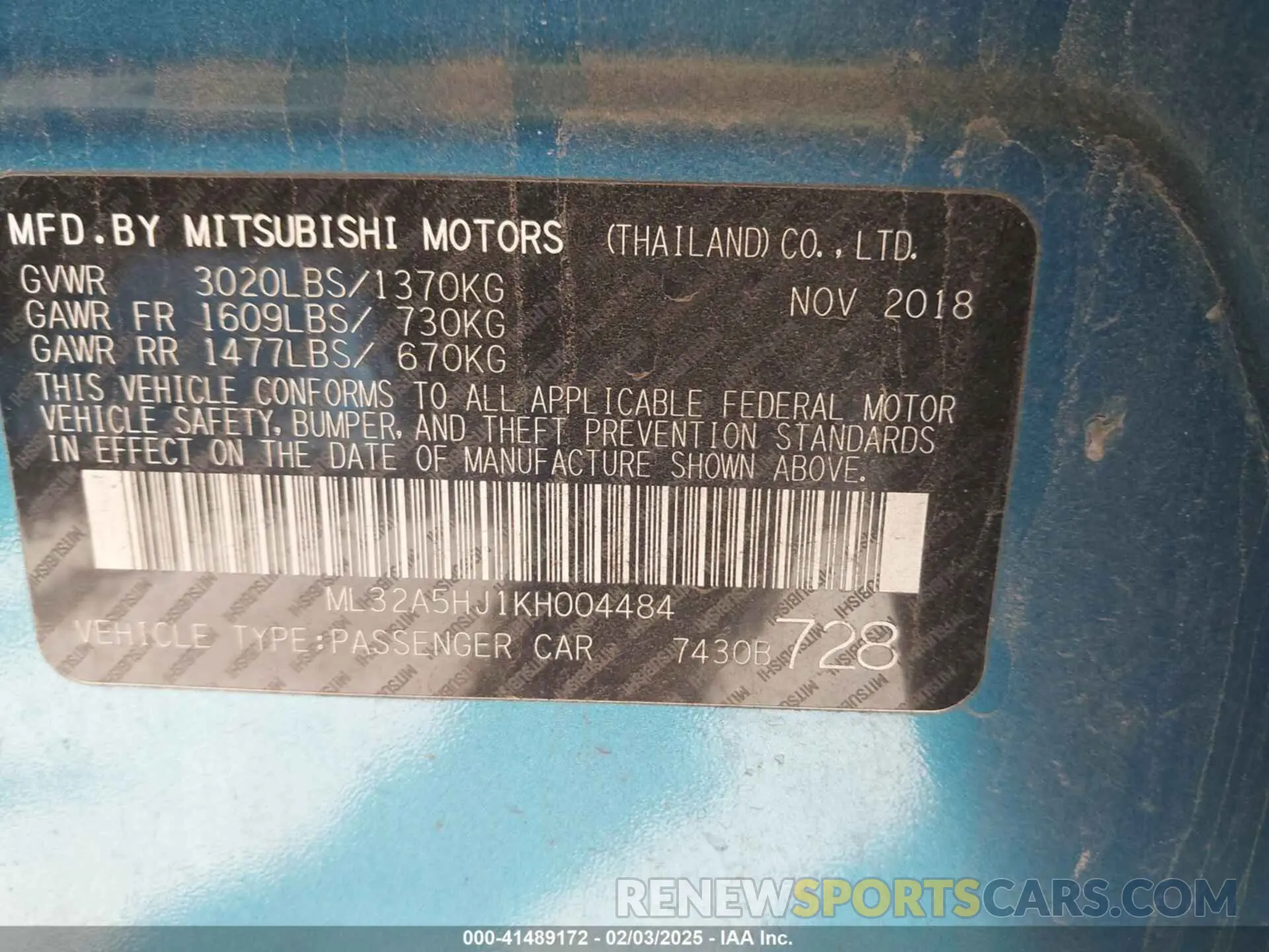 9 Photograph of a damaged car ML32A5HJ1KH004484 MITSUBISHI MIRAGE 2019