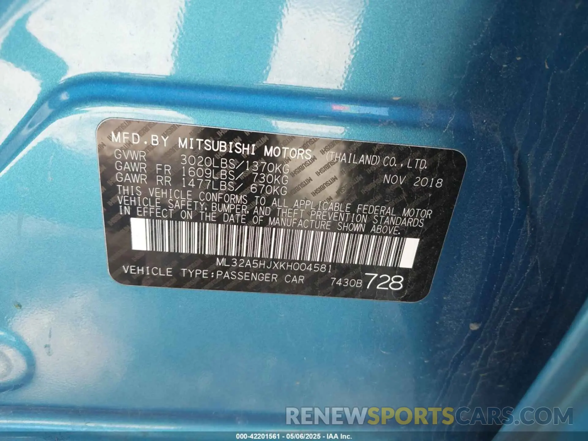 9 Photograph of a damaged car ML32A5HJXKH004581 MITSUBISHI MIRAGE 2019
