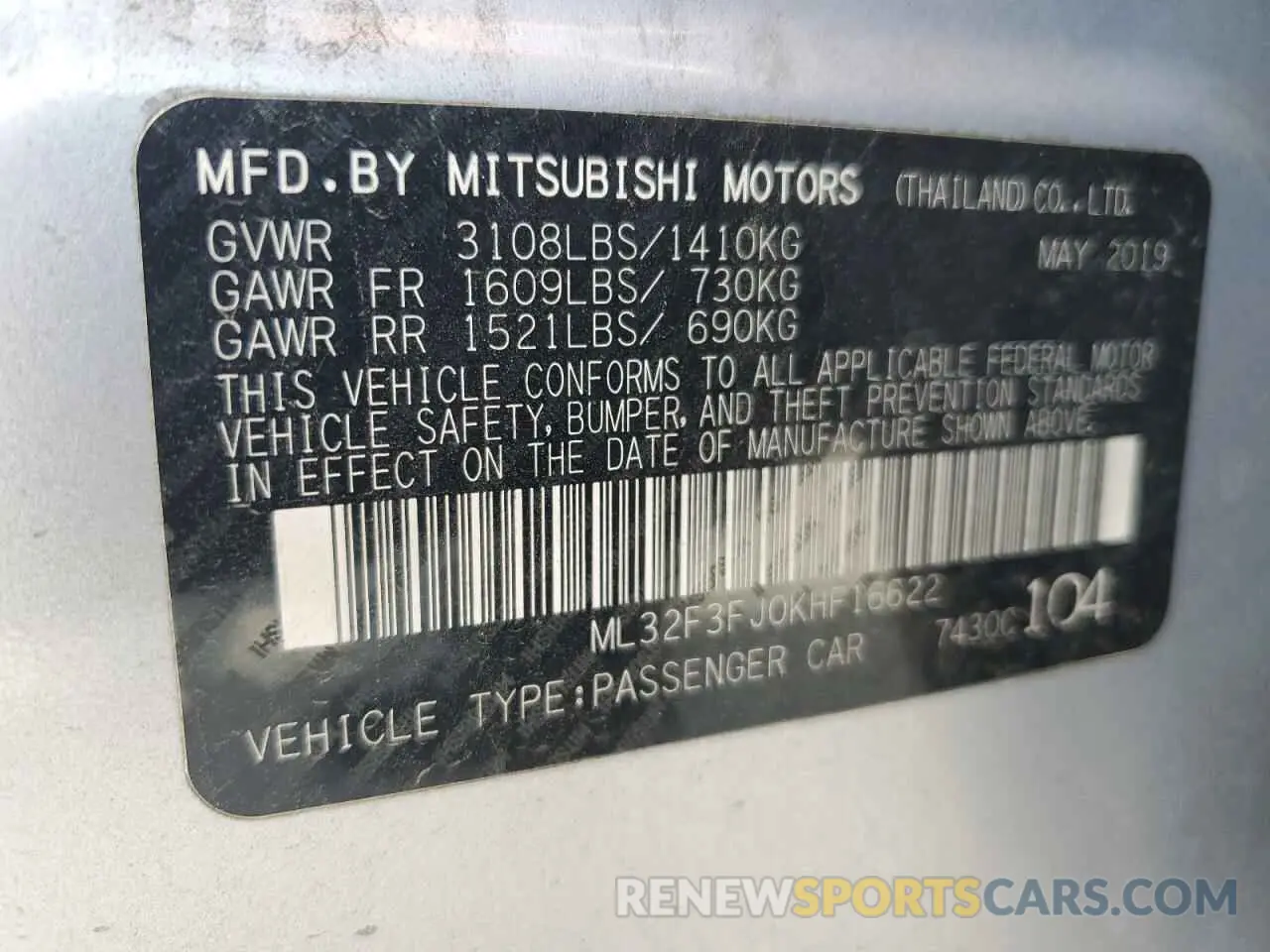 12 Photograph of a damaged car ML32F3FJ0KHF16622 MITSUBISHI MIRAGE 2019