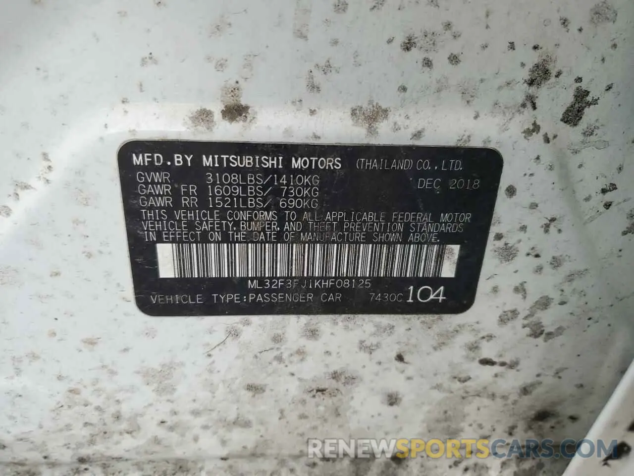 12 Photograph of a damaged car ML32F3FJ1KHF08125 MITSUBISHI MIRAGE 2019