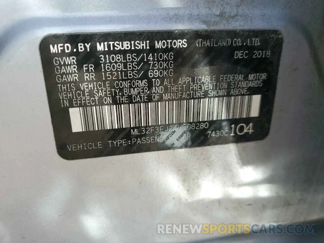 15 Photograph of a damaged car ML32F3FJ2KHF08280 MITSUBISHI MIRAGE 2019