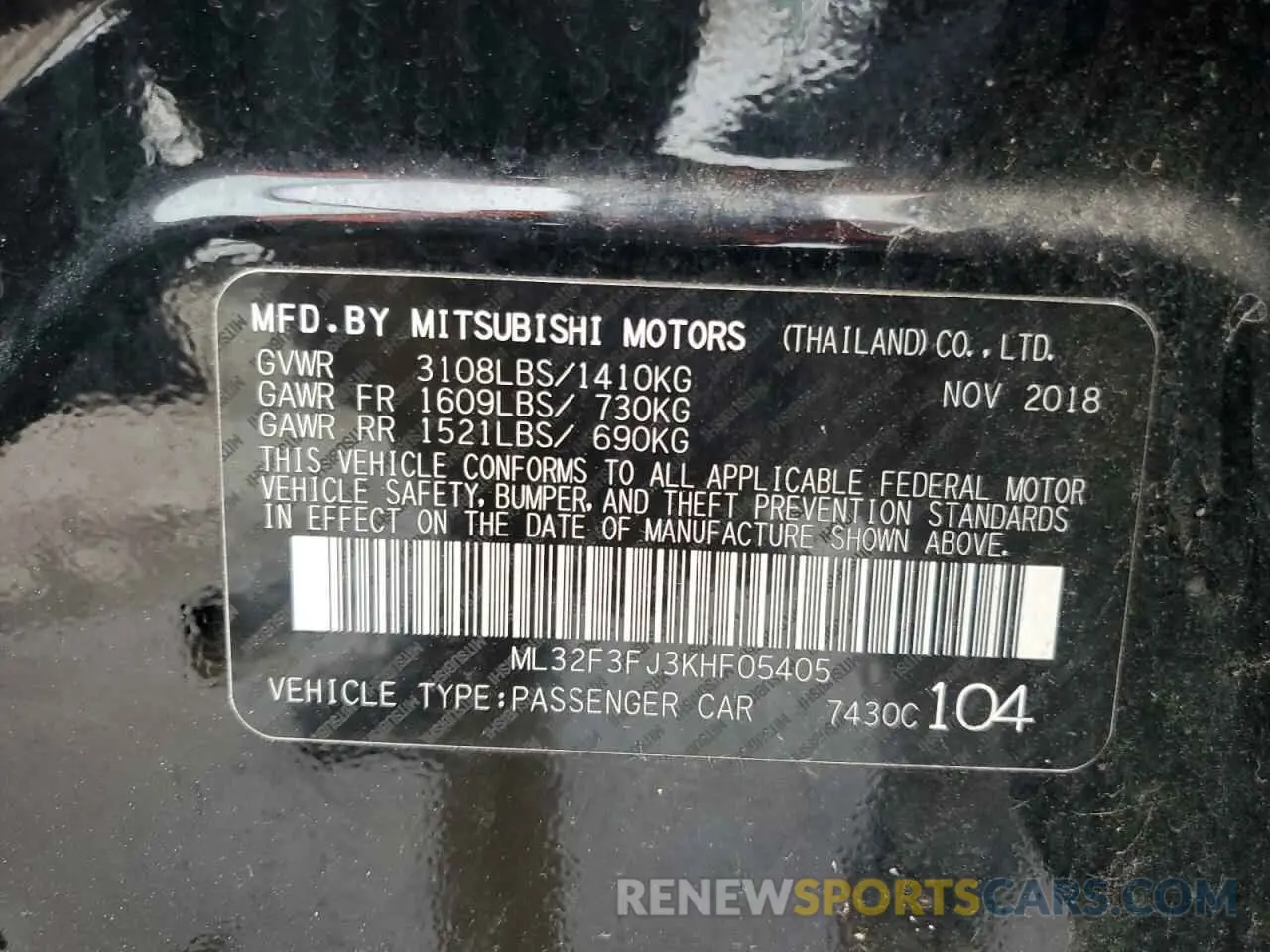 13 Photograph of a damaged car ML32F3FJ3KHF05405 MITSUBISHI MIRAGE 2019