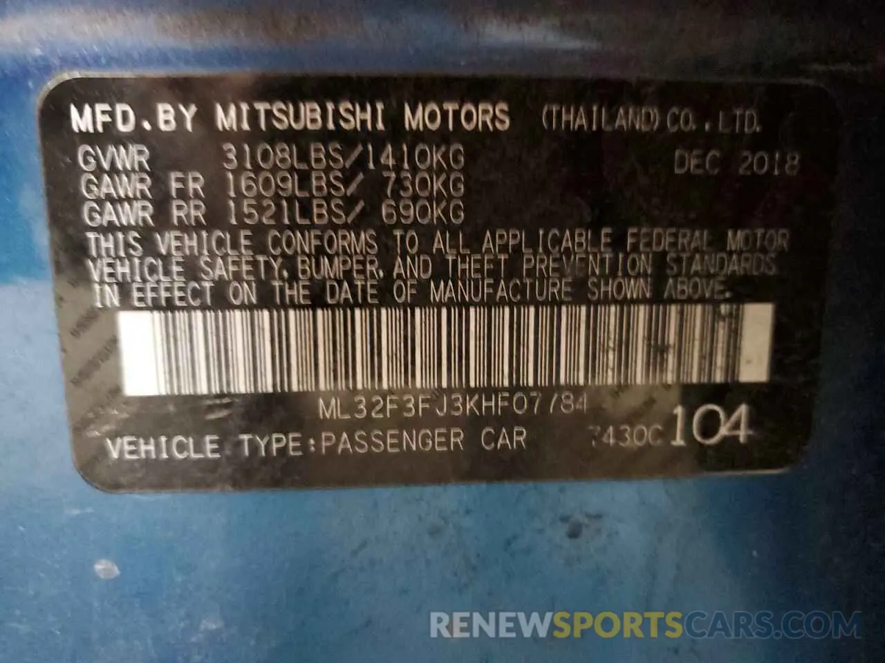 12 Photograph of a damaged car ML32F3FJ3KHF07784 MITSUBISHI MIRAGE 2019