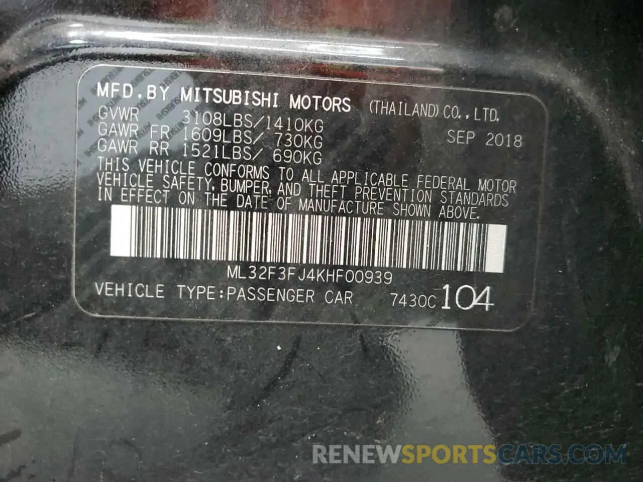 12 Photograph of a damaged car ML32F3FJ4KHF00939 MITSUBISHI MIRAGE 2019
