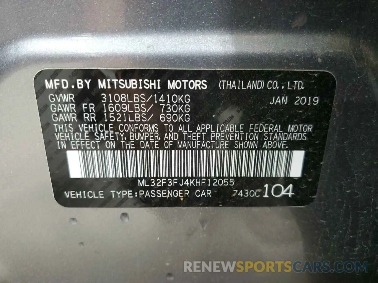 12 Photograph of a damaged car ML32F3FJ4KHF12055 MITSUBISHI MIRAGE 2019
