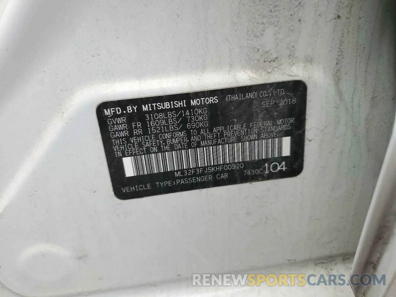 12 Photograph of a damaged car ML32F3FJ5KHF00920 MITSUBISHI MIRAGE 2019