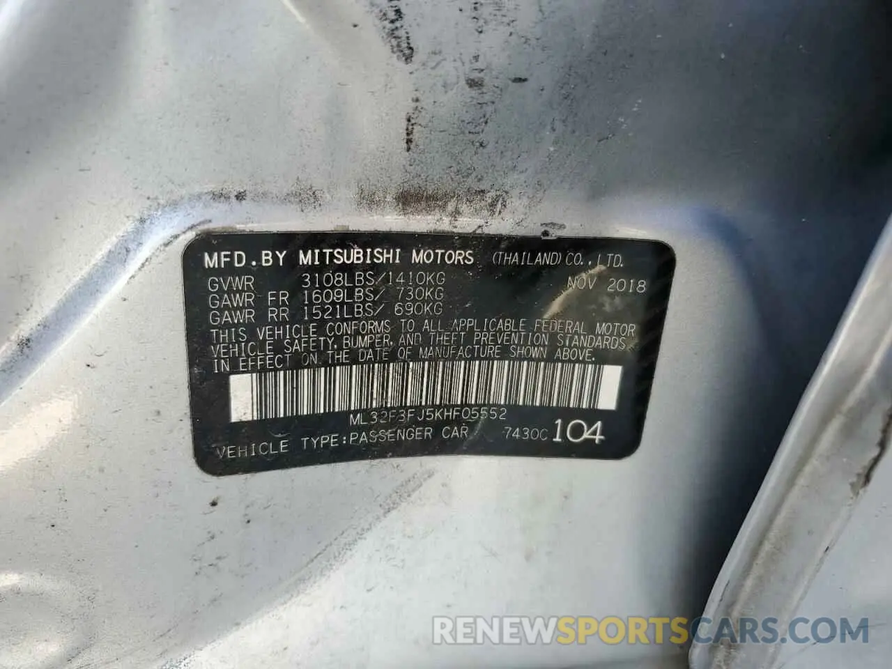 13 Photograph of a damaged car ML32F3FJ5KHF05552 MITSUBISHI MIRAGE 2019