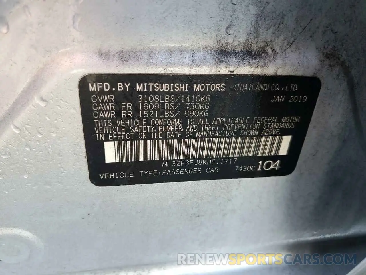 12 Photograph of a damaged car ML32F3FJ8KHF11717 MITSUBISHI MIRAGE 2019