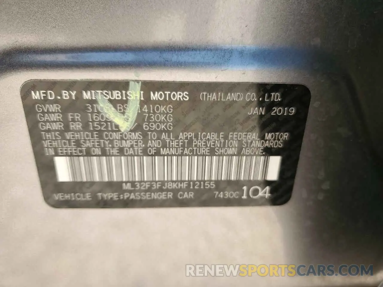 12 Photograph of a damaged car ML32F3FJ8KHF12155 MITSUBISHI MIRAGE 2019