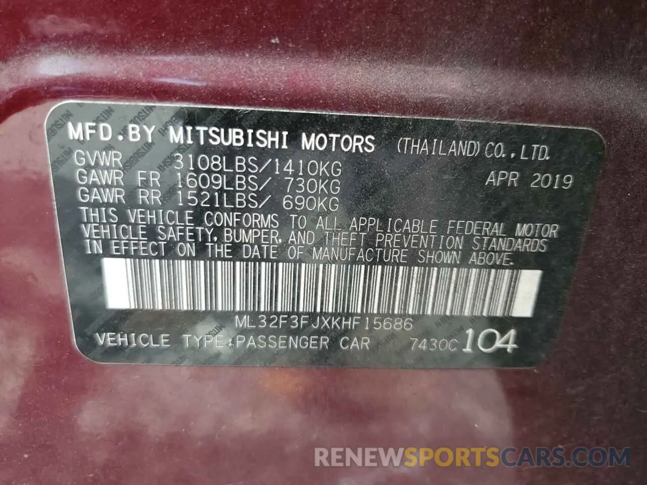 12 Photograph of a damaged car ML32F3FJXKHF15686 MITSUBISHI MIRAGE 2019