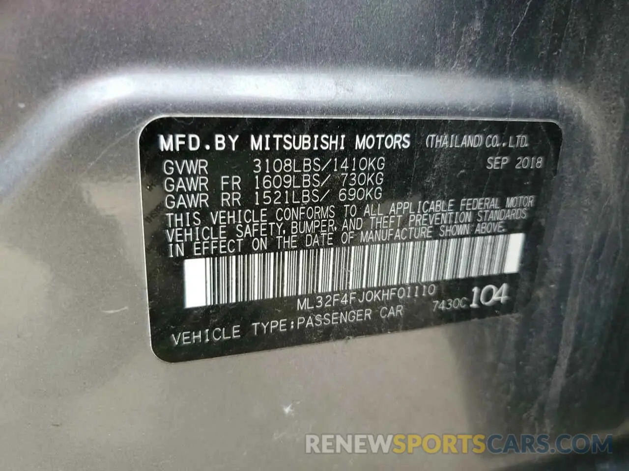 12 Photograph of a damaged car ML32F4FJ0KHF01110 MITSUBISHI MIRAGE 2019